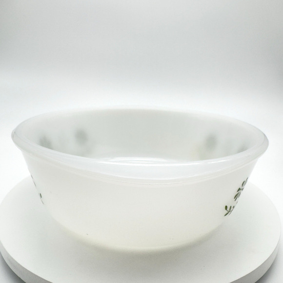 Glasbake Casserole Serving Dish Green Daisy Milk Glass No Lid Vintage 1.5 qt - Picture 2 of 8